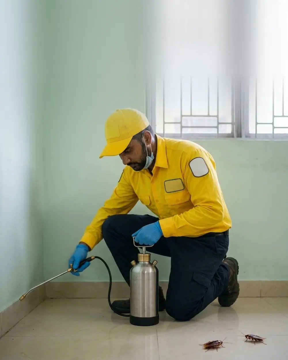 Ultra Max technician treating the skirting line of a Bengaluru apartment